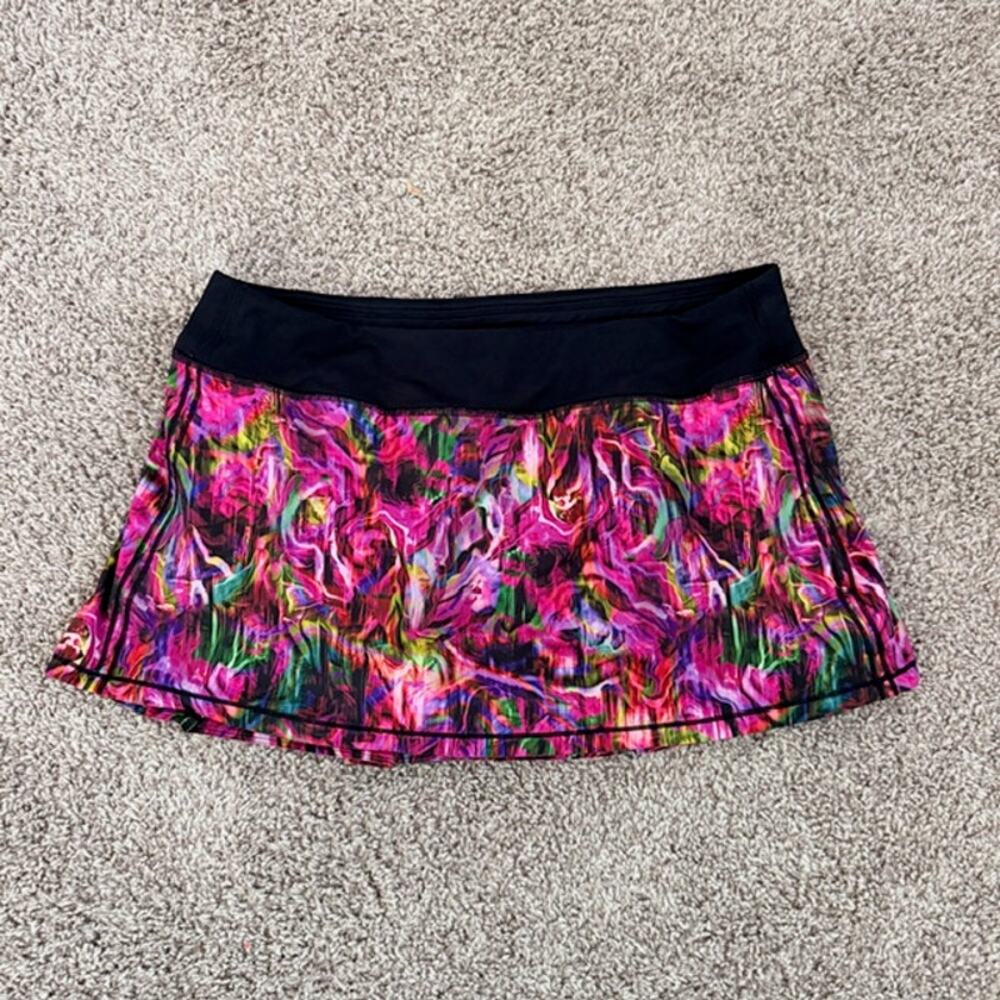 Lululemon‎ Pace Rival Mid-Rise Skort in Hyper Flow Pink Multi/Black Women's 14